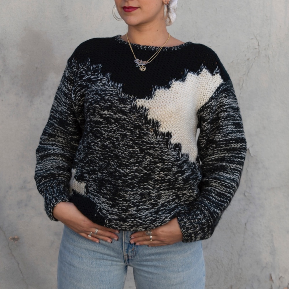 Vintage 80s Chunky Knit Ski Sweater